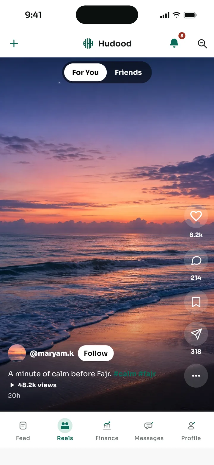 A reel of the sea at sunset playing in Hudood
