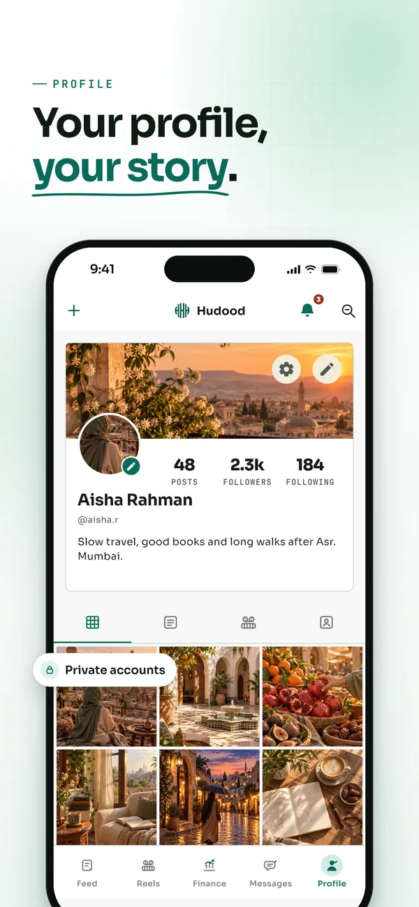 Your profile, your story: a profile with a photo grid